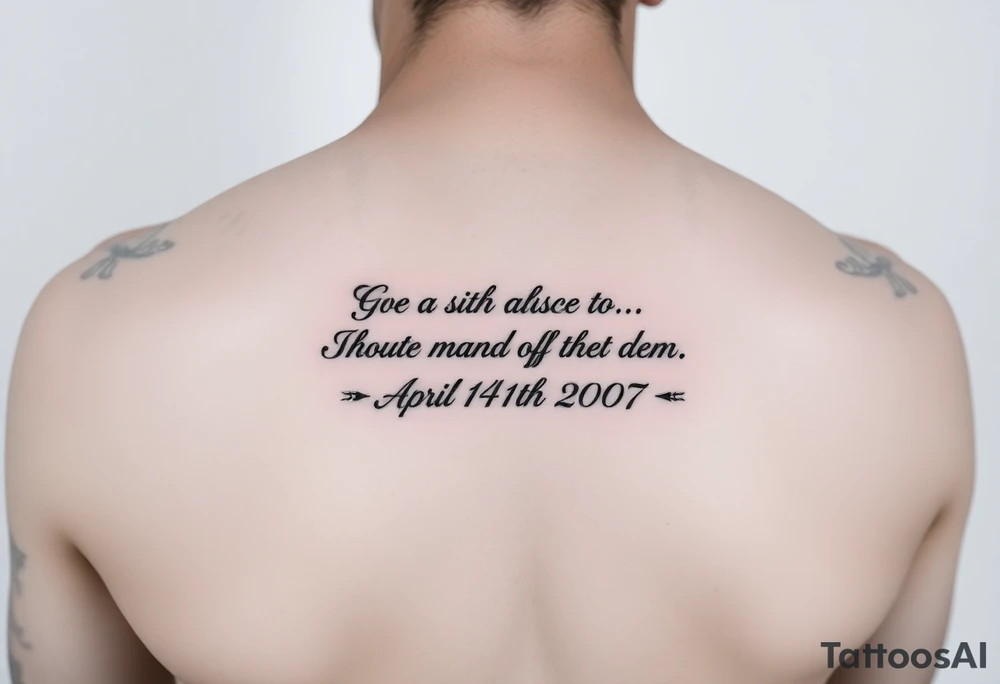 Forearm tattoo that has the Bible verse Isaiah 41:10 and has Roman numerals for April 15th 2007 tattoo idea