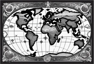 World map with the cross in the middle hovering over it tattoo idea