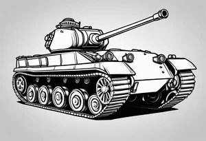 Cartoon tank with detailed treads/tracks tattoo idea