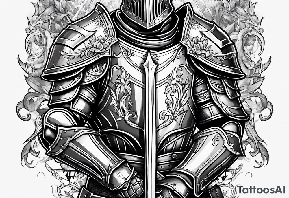 knight heavy armor surrounded tattoo idea