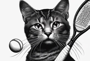 Lazy cat with a tennis raquet tattoo idea