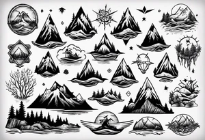 forest and sea mountains tattoo idea