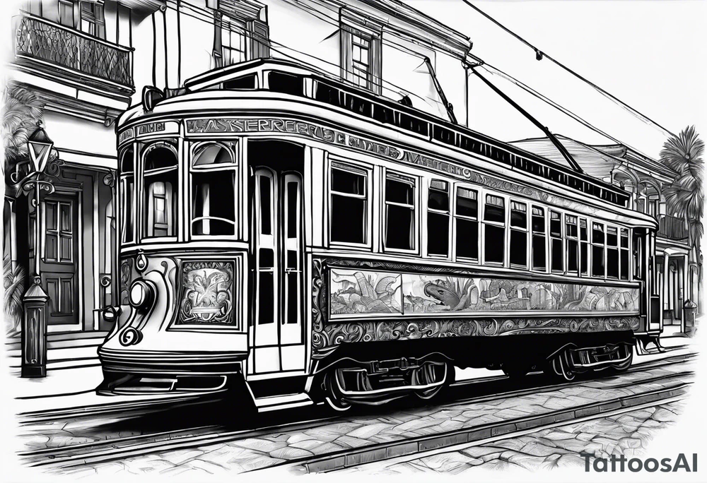 New Orleans, streetcar, alligator, Mardi gras tattoo idea