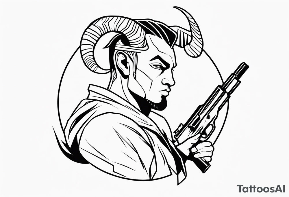 capricorn man with gun tattoo idea