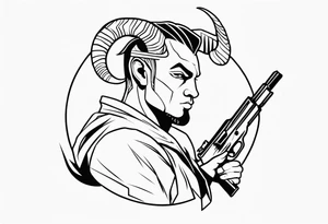 capricorn man with gun tattoo idea