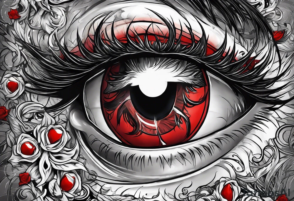 Bloody tears flow from Alucard's eye in Hellsing tattoo tattoo idea