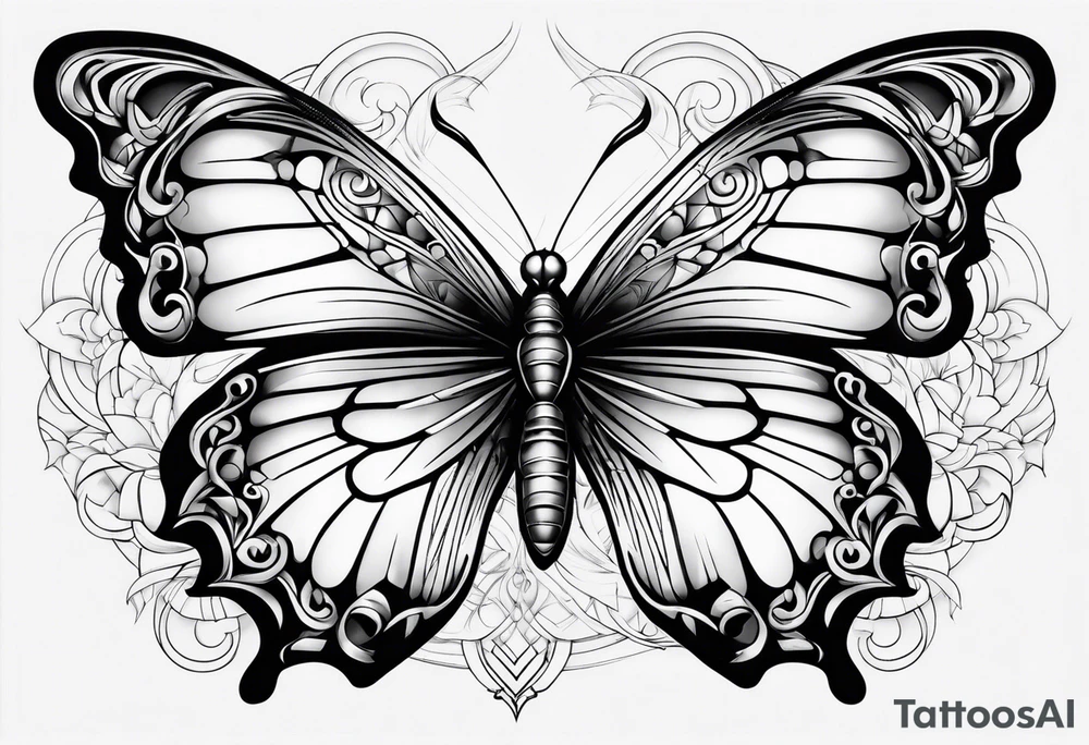 elegant butterfly da vinci tattoo idea
