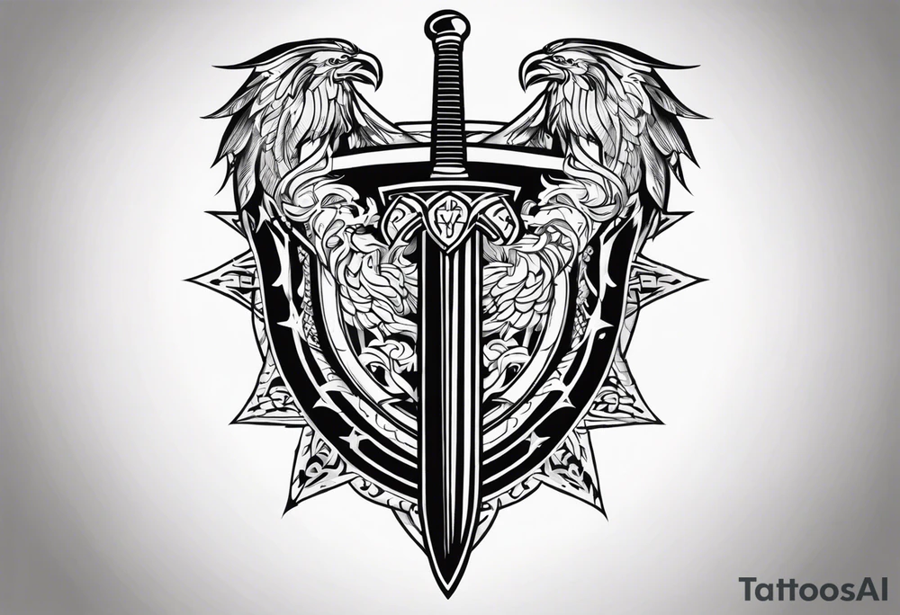 Valhalla sword shield steps tattoo idea