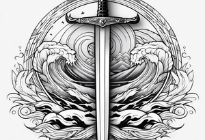 sword, wave, bolt tattoo idea