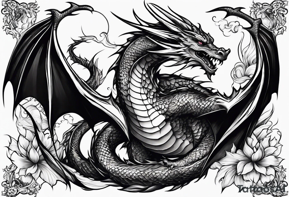 Flying dragon tattoo idea