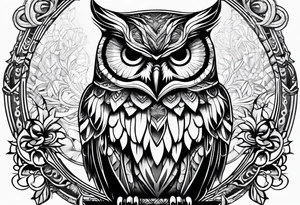 Owl on left chest tattoo idea