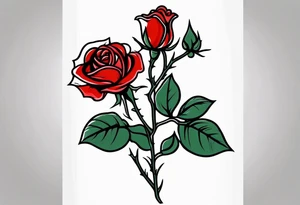 a red rose with stem and thorns tattoo idea