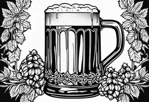 beer mug with hops tattoo idea