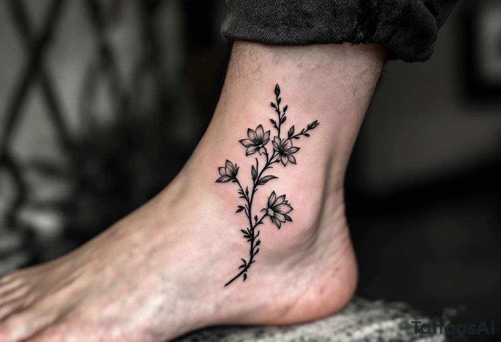 design very minimal Spring tatoo vertically for ankle tattoo idea