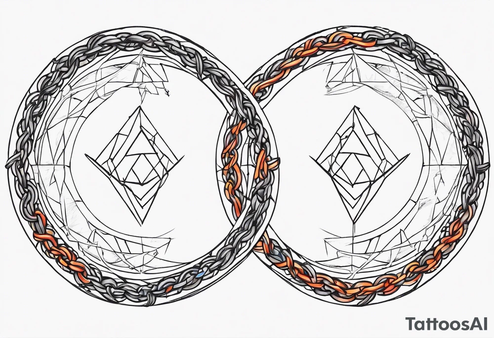 Δ inside a circle made from chain and rope elements. tattoo idea