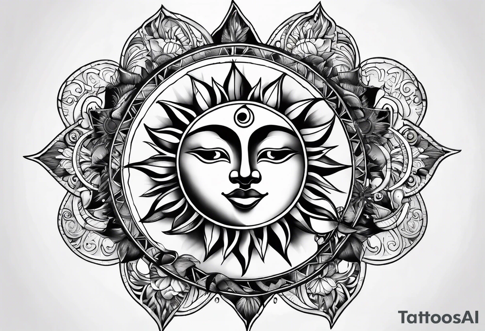 Sun and moon tattoo idea