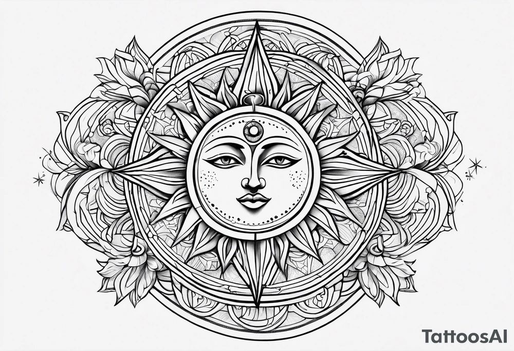 Sun and moon tattoo idea