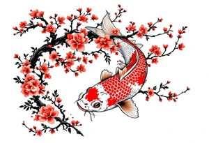 Koi fish, cherry blossom tree tattoo idea