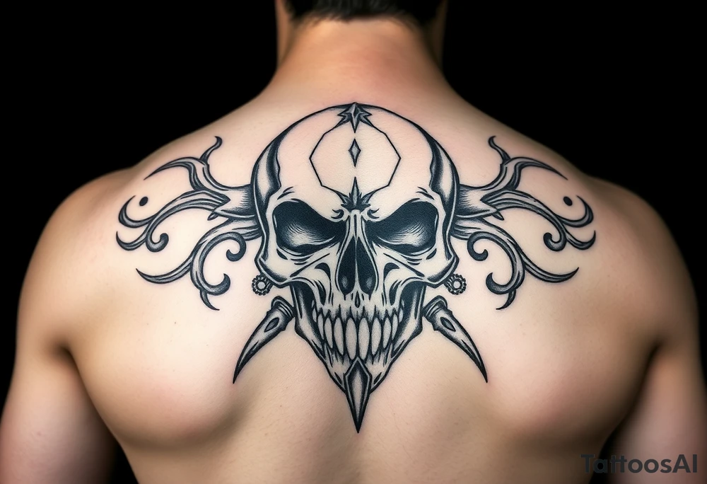 skull steampunk black tattoo idea