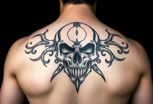 skull steampunk black tattoo idea