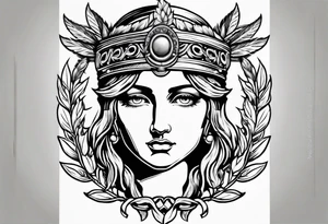 Athena with a laurel wreath in the middle tattoo idea