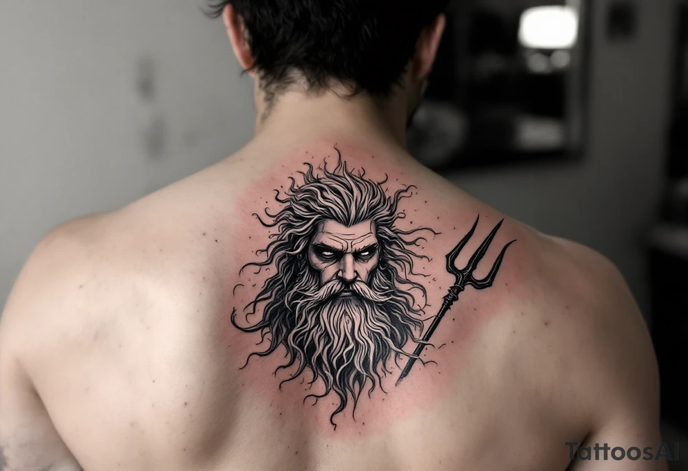Poseidon with trident tattoo idea