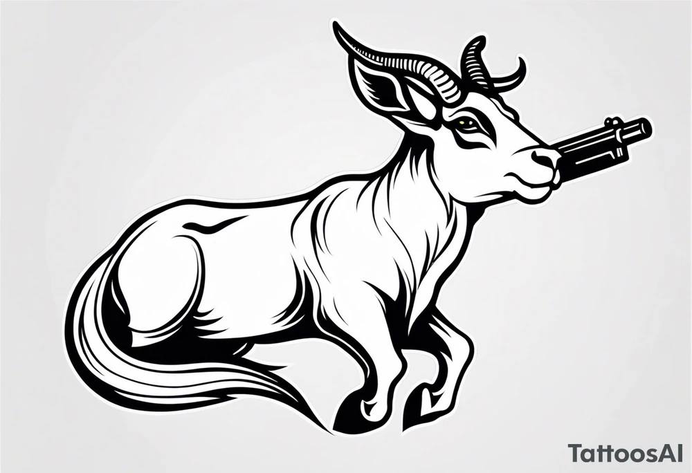 capricorn with sunglasses and shotgun tattoo idea