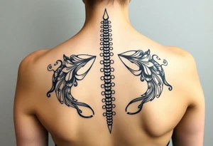 Spinal futuristic, full length, shoulders to lower back tattoo idea