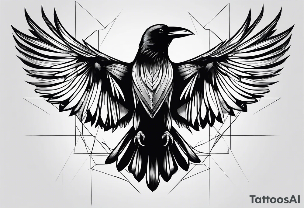 crow with open wings, only lines, minimalistic tattoo idea crow with open wings, only lines, minimalistic tattoo idea