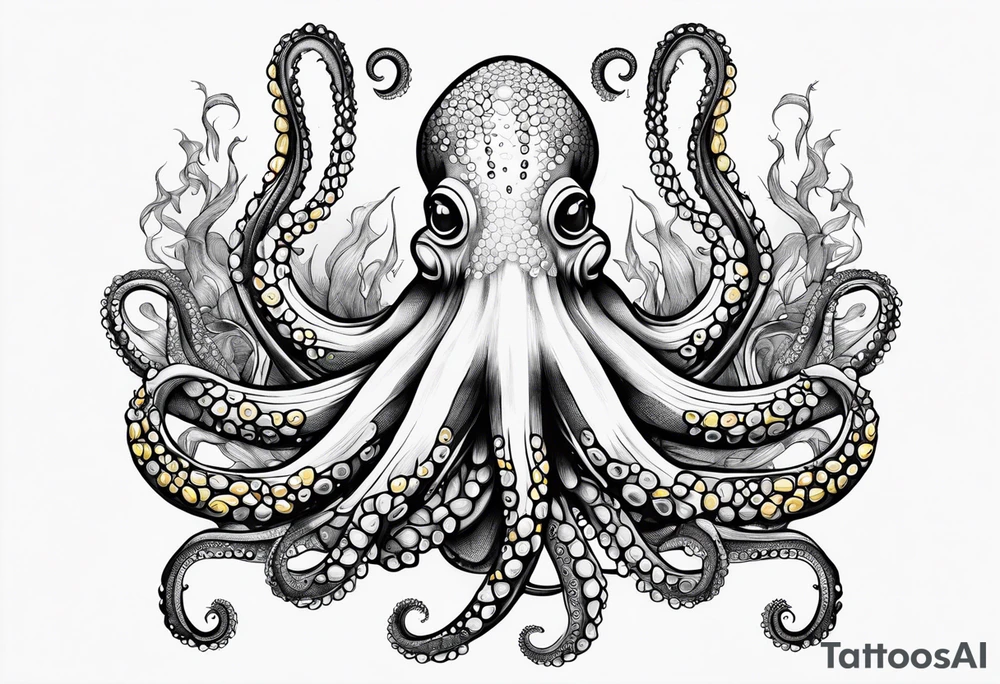 octopus holding a corn tattoo idea