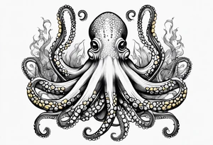 octopus holding a corn tattoo idea