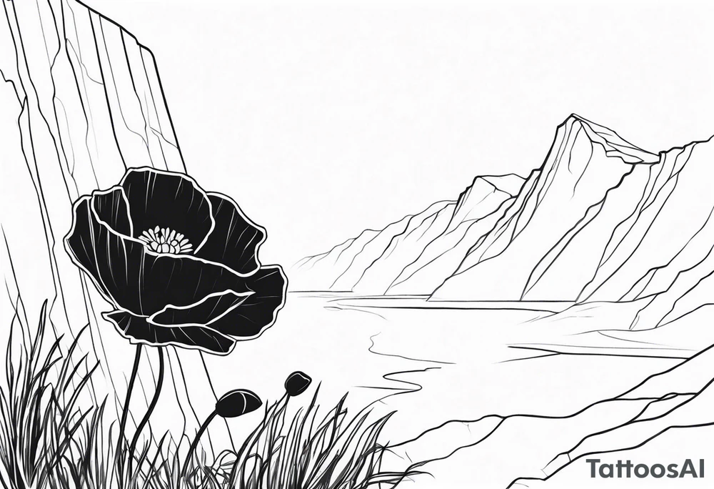 Poppy growing on cliff tattoo idea