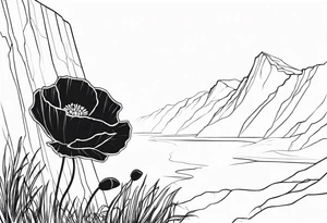Poppy growing on cliff tattoo idea