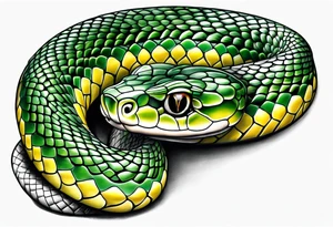 South American green racer snake tattoo idea