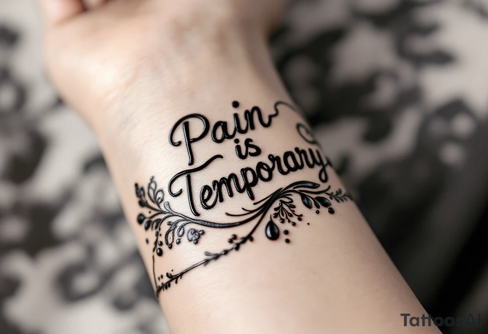Indian style Henna tattoo for the inner wrist including words pain is temporary. Don’t show the wrist or arm tattoo idea