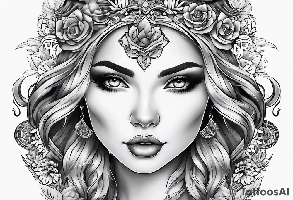 Feminine chest tattoo idea