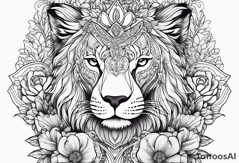 floral with animals tattoo idea