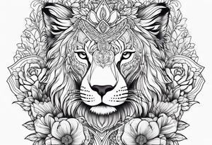 floral with animals tattoo idea