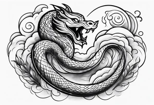mythical serpent with smoke body tattoo idea