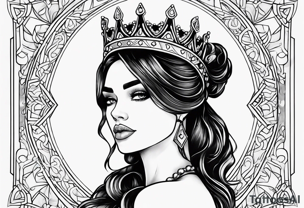 juliette with crown and hearts tattoo idea