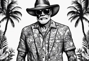 skeleton wearing a Hawaiian shirt tattoo idea