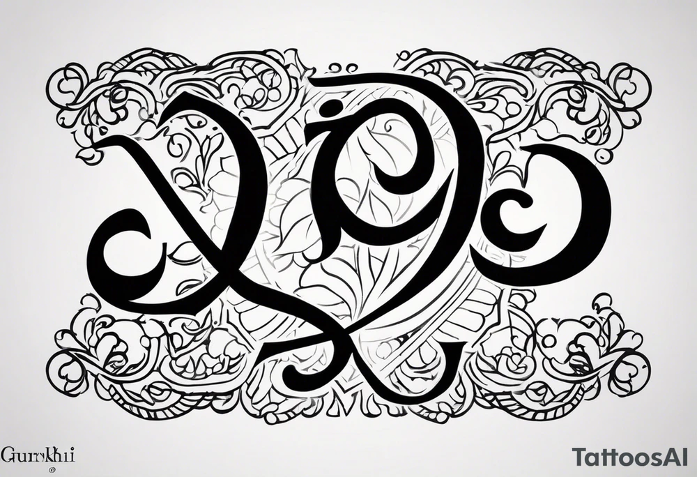 Tattoo ਨਿਰਭਉ ਨਿਰਵੈਰ written in Gurmukhi written text. Add fire and heart to symbolize strength and love tattoo idea