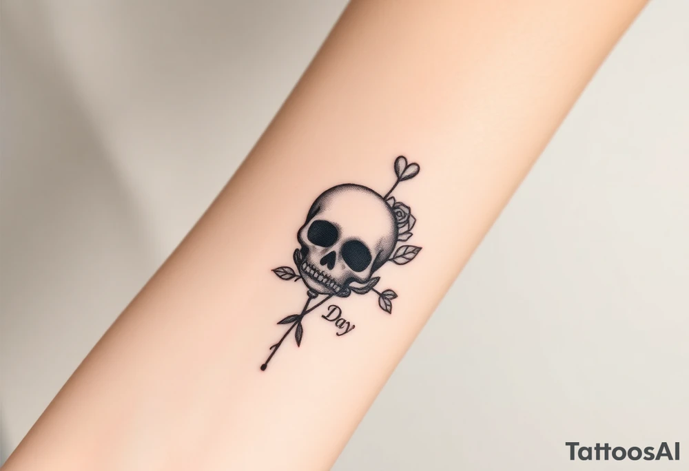 Love Each Day tattoo with a skull and rose tattoo idea