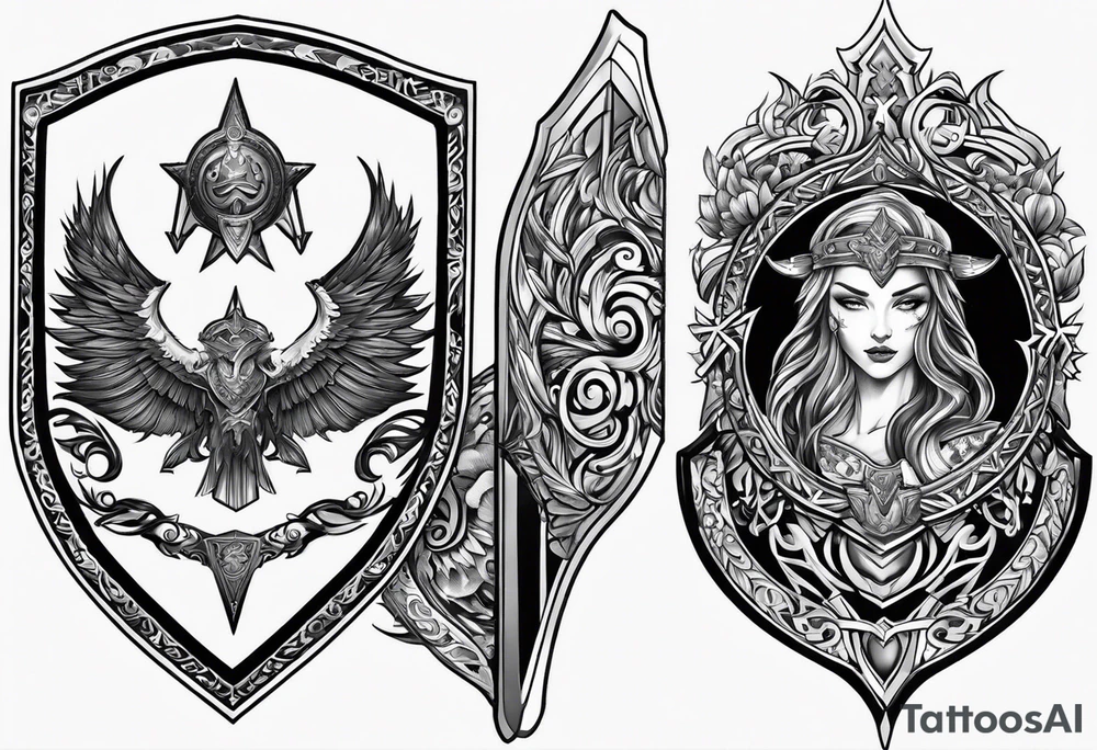 Valhalla sword shield mother tattoo idea
