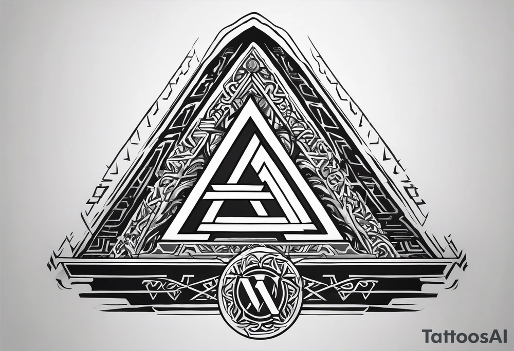 Valhalla sword shield valknut stairs tattoo idea