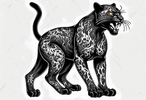 Panther with flames tattoo idea