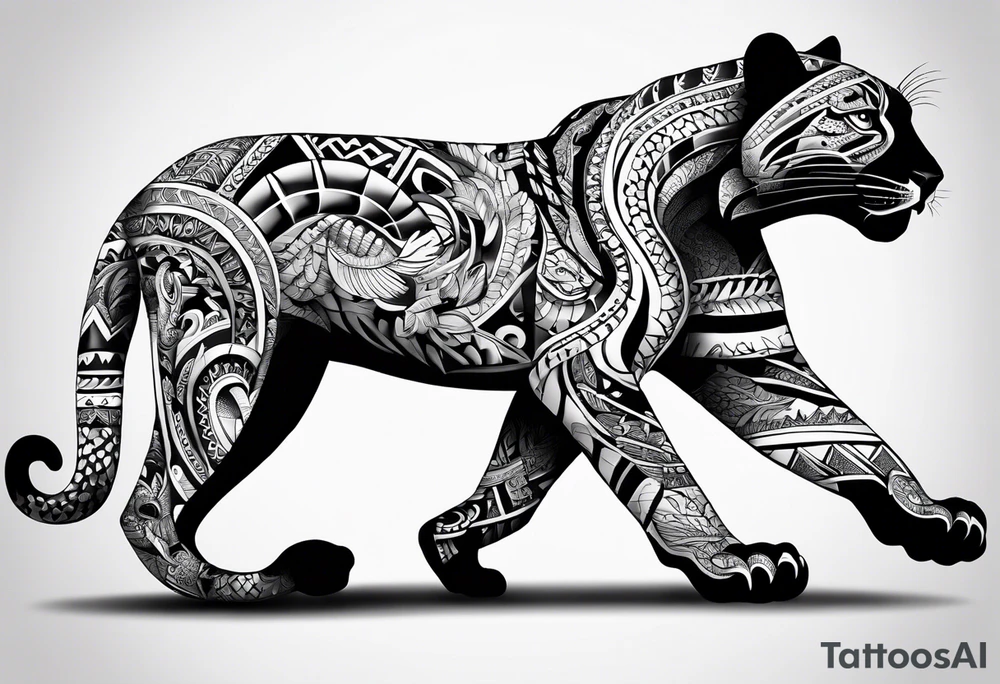 aztec black jaguar with snake tattoo idea