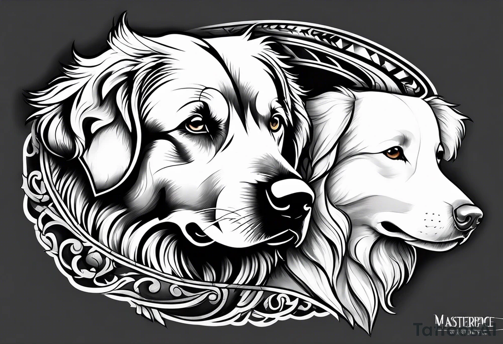 Golden retriever and border collie tattoo idea