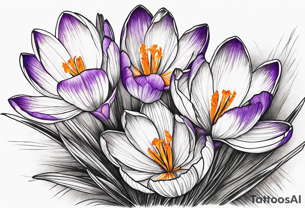 crocus flower design tattoo idea