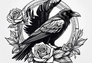 Raven holding  rose tattoo idea